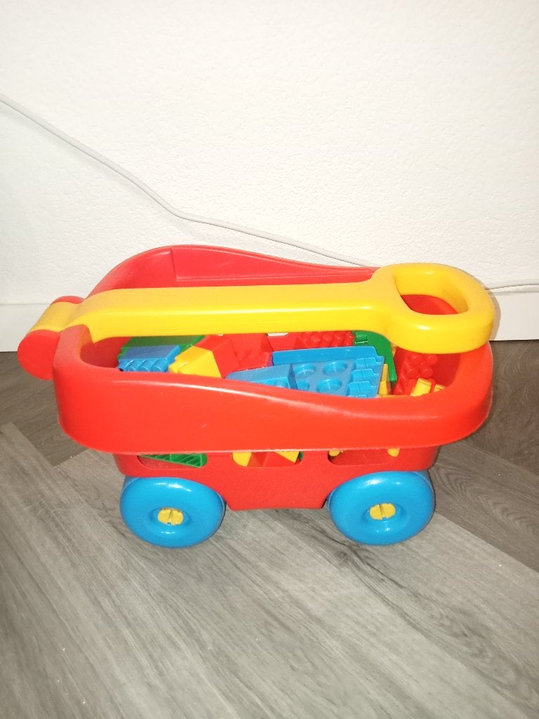 Abrick Pull Long Cart / Trek kar, 60 delig, Kinderen en Baby's, Speelgoed | Bouwstenen, Ophalen of Verzenden, Zo goed als nieuw