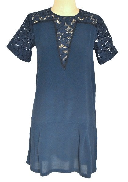 Stella Nova jurk, kant, jurkje, blauw, Mt. 36 / S, Stella Nova, Zo goed als nieuw, Maat 36 (S), Boven de knie