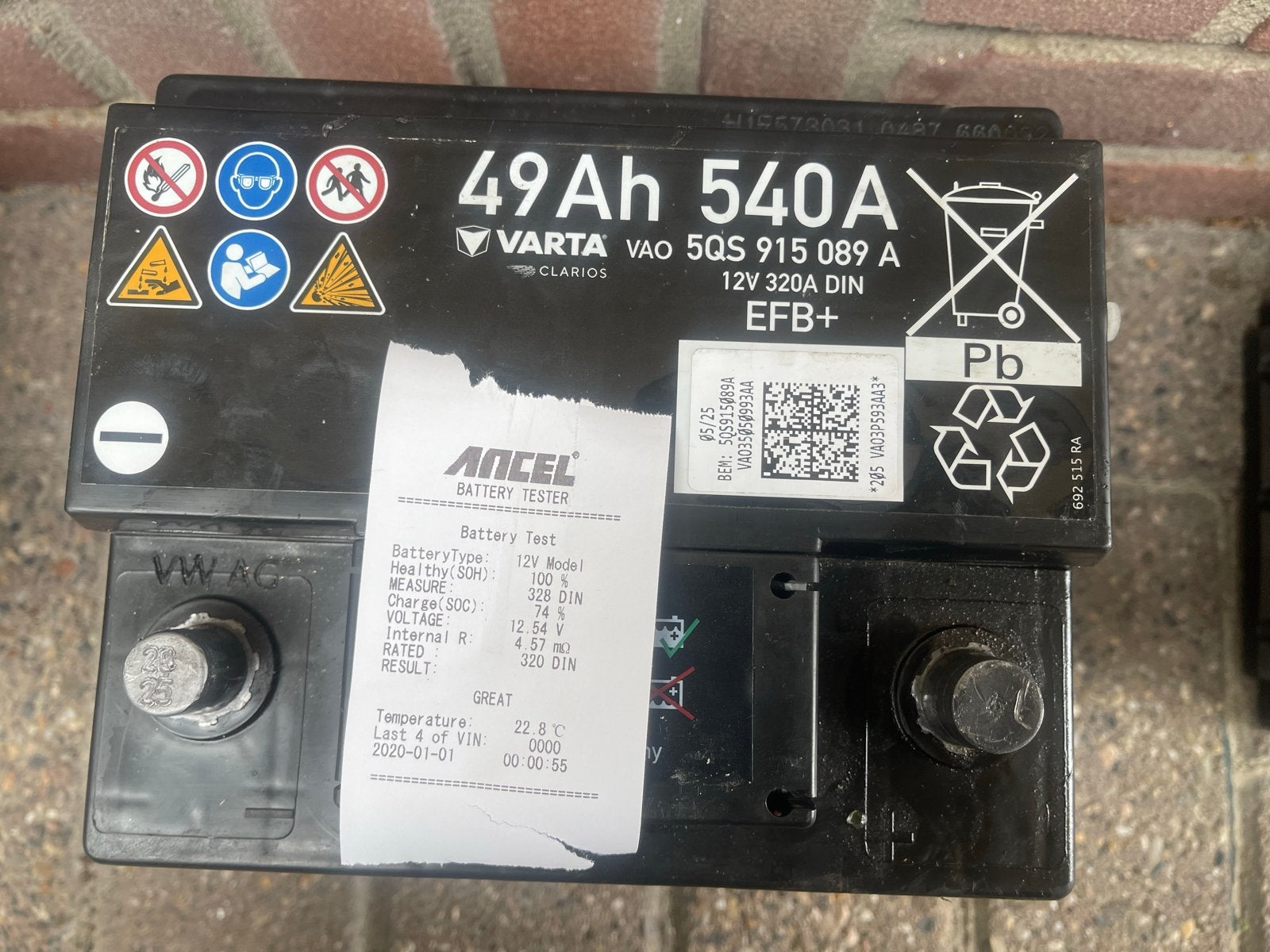 Varta EFB+ Accu 49Ah 540A 12V - Zo goed als nieuw, Gebruikt, Volkswagen