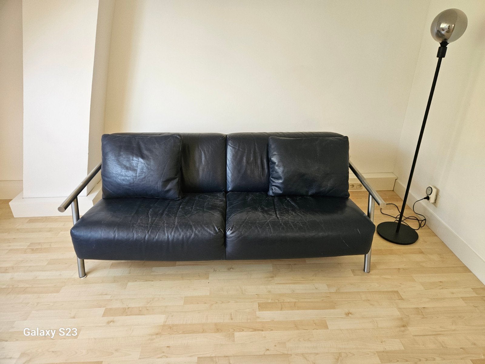 Montis  blauw leren bank, Ophalen, Gebruikt, Design, Driepersoons