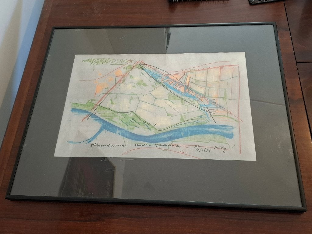 Originle ontwerpschets van A. Bhalotra - Rhoon (ZH), Antiek en Kunst, Overige technieken, 43 cm, Architectuur, Ophalen
