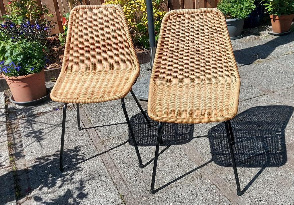 2 vintage pitriet eettafel stoelen Dirk van Sliedregt design, Ophalen, Gebruikt, Twee, Overige kleuren