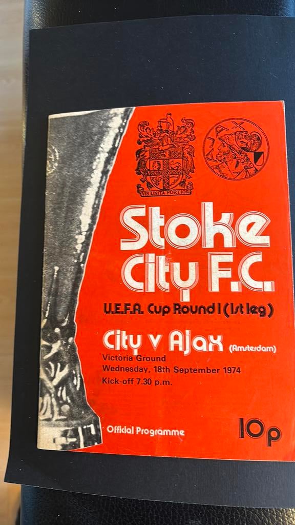 Stoke City-Ajax Amsterdam 1974 officieel programma, Verzenden, Gebruikt, Ajax, Boek of Tijdschrift