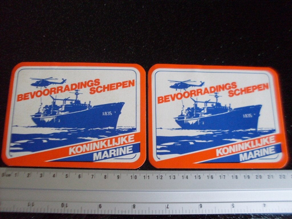 2x sticker koninklijke marine bevoorradings schepen A835, Verzenden, Zo goed als nieuw, Bedrijf of Vereniging