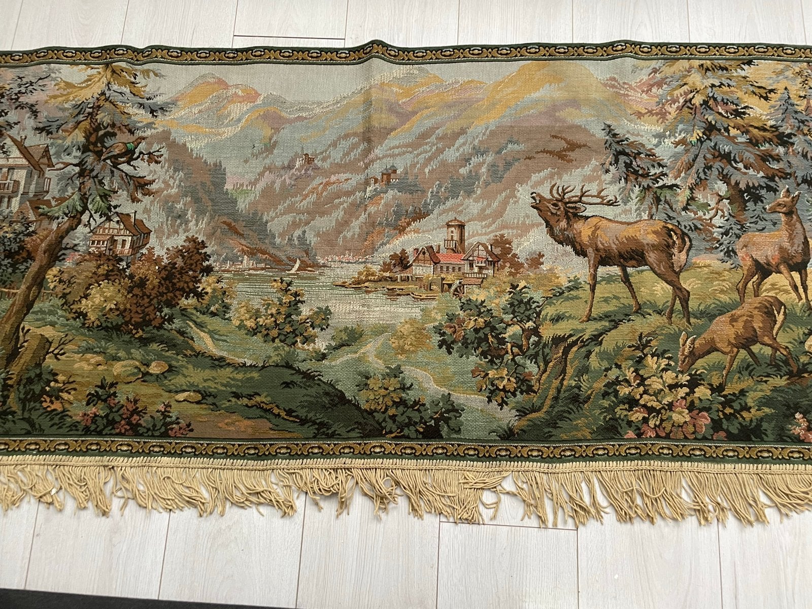 Vintage Wandkleed met Bos- en Hertenmotief, Ophalen, Gebruikt, Meerkleurig, Klassiek