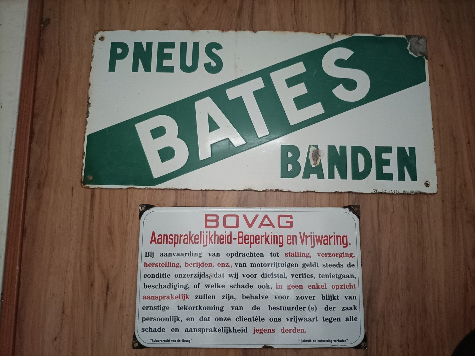Emaille bord Bates banden - voorloper Dunlop, Antiek en Kunst, Ophalen of Verzenden