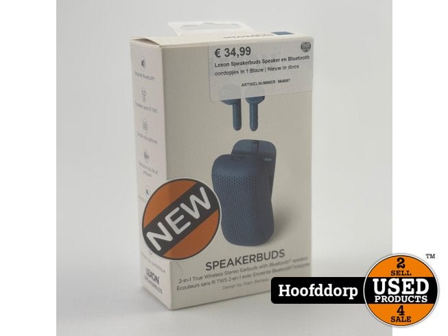 Lexon Speakerbuds Speaker en Bluetooth oordopjes in 1 Blauw, Lexon, Zo goed als nieuw, https://www.lexon-design.com/contact, Lexon Design, 125 rue de Turenne, 75003 Parijs, Frankrijk