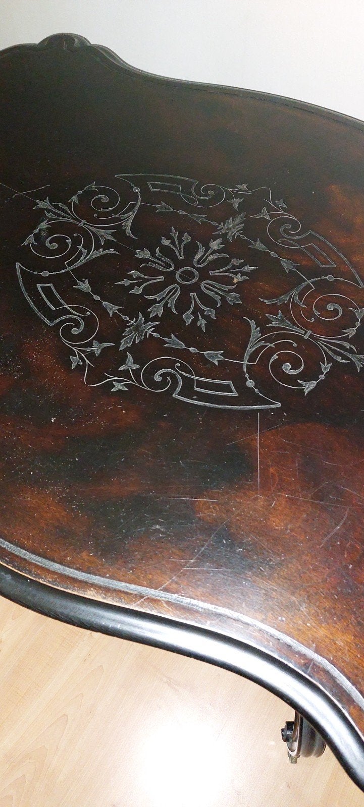 eethoek ebben hout rode wollen bekleding   antiek, Antiek en Kunst, Ophalen