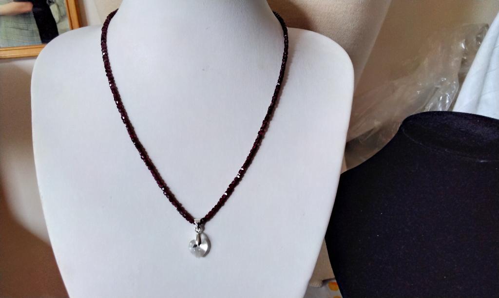 Stralende Ketting Authentieke Granaat Swarovski Hart Hanger, Ophalen, Met edelsteen, Nieuw, Steen of Mineraal