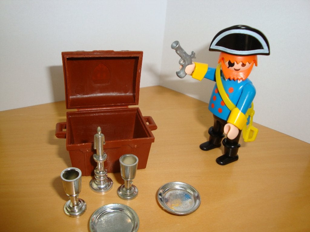 Playmobil piraat met schatkist uit 1986, Ophalen of Verzenden, Zo goed als nieuw, Complete set