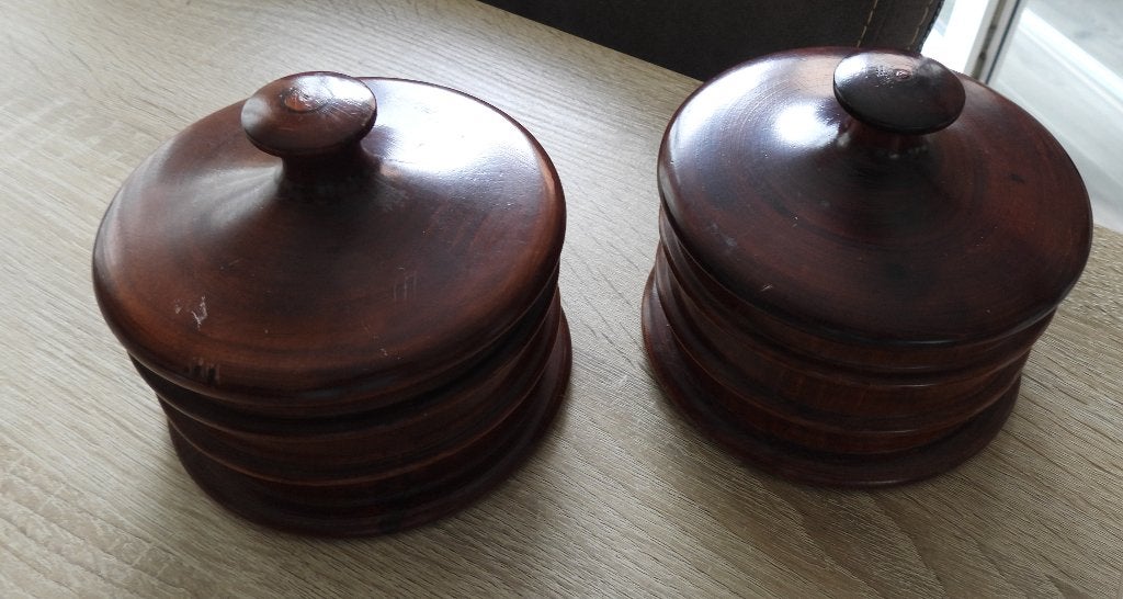 2 Houten bakjes met deksel, Ophalen of Verzenden