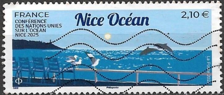 Frankrijk 2025  UN-CONFERENTIE OVER DE OCEANEN nom.€ 2,10, Verzenden, Gestempeld