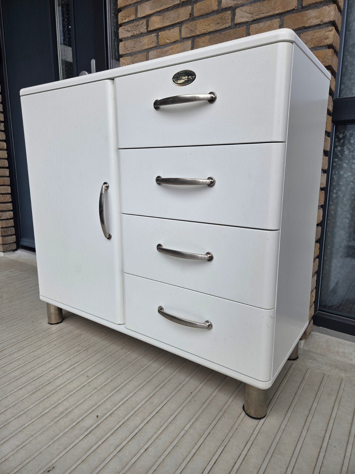 Kast Malibu Dressoir - Wit met lades en deur, Ophalen, Gebruikt, 50 tot 100 cm, Minder dan 100 cm