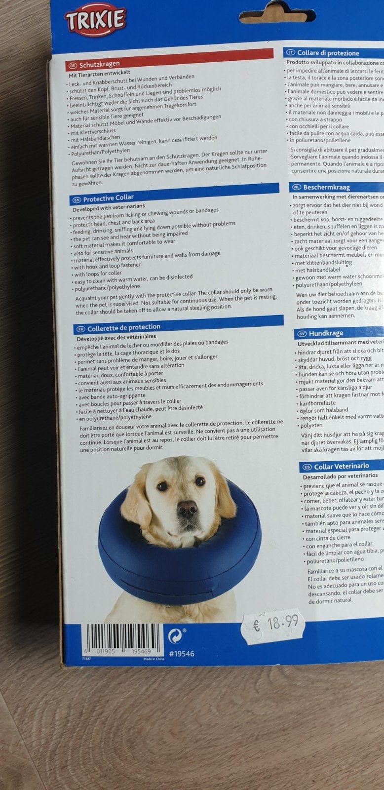 Beschermkraag hond, Ophalen