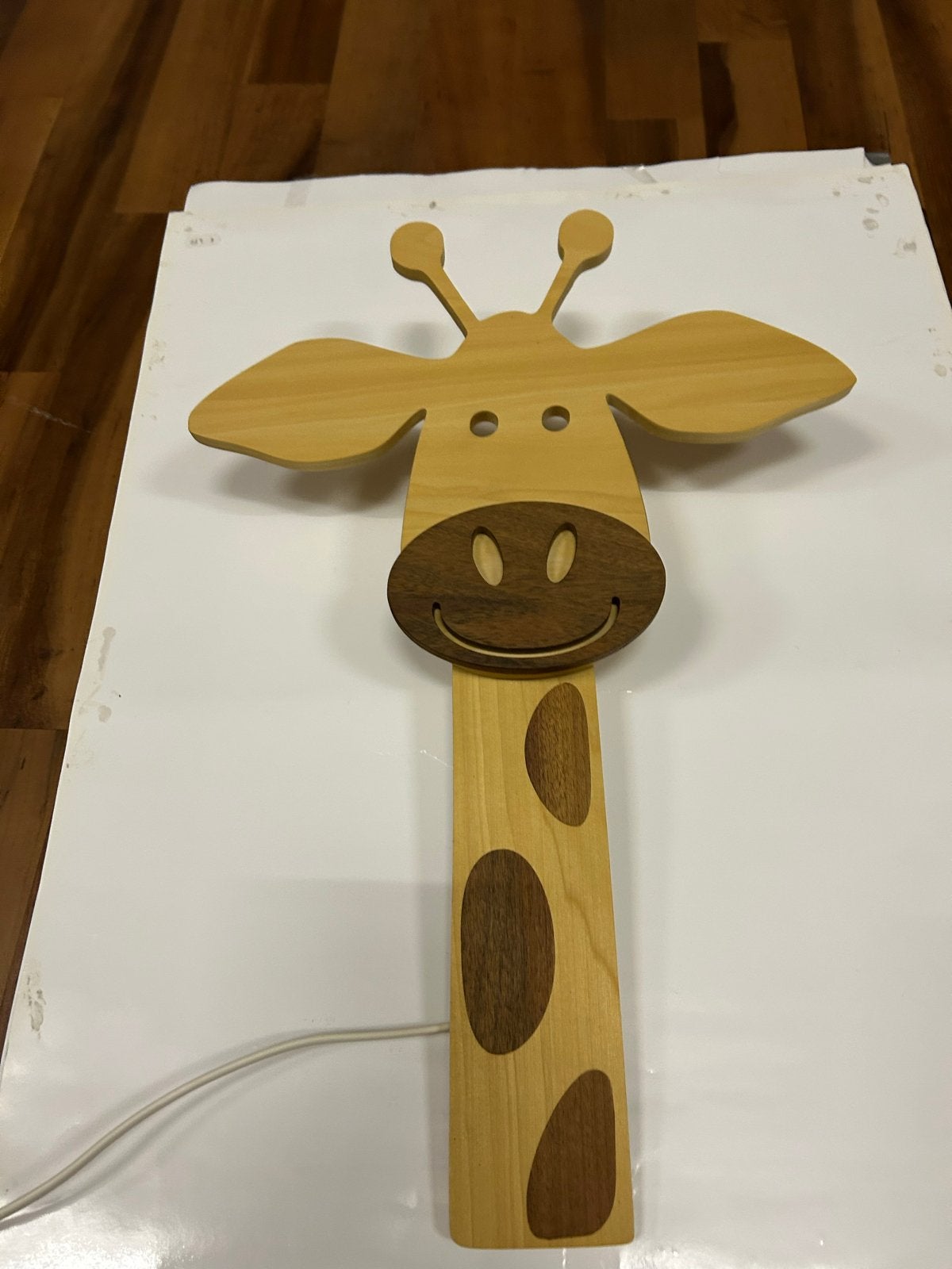 Leuke houten giraf lamp voor de kinderkamer, Ophalen, Gebruikt, Overige merken, Bruin