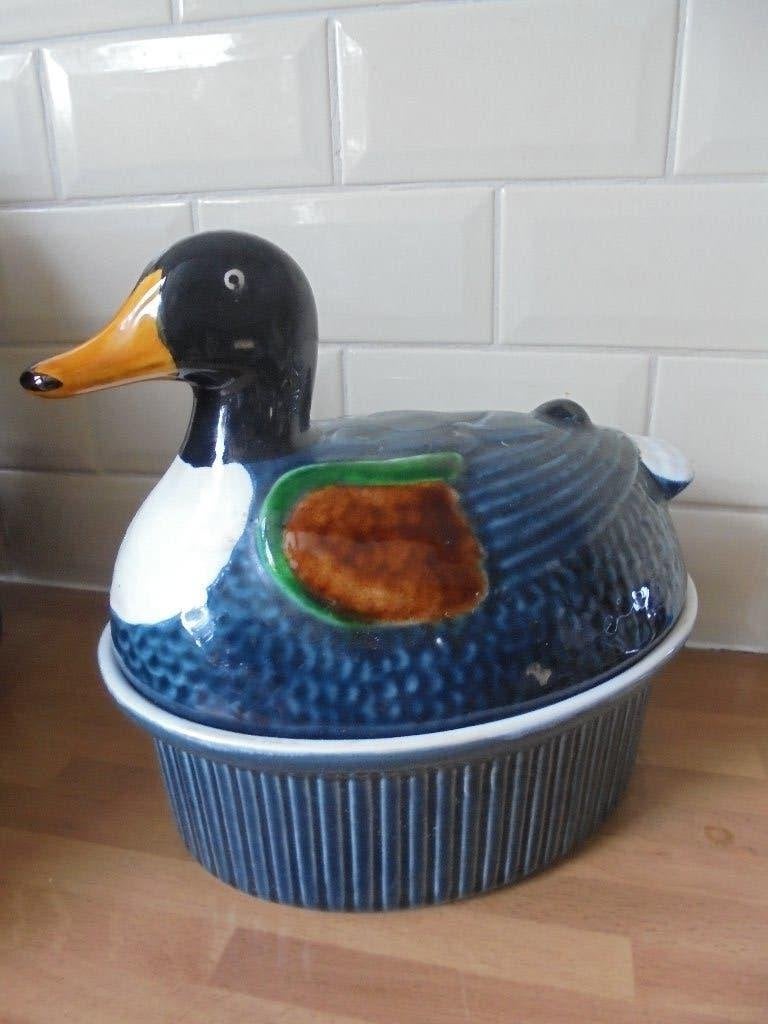 Pate pot met deksel model eend, Ophalen of Verzenden, Overige stijlen, Aardewerk, Schaal of Schalen