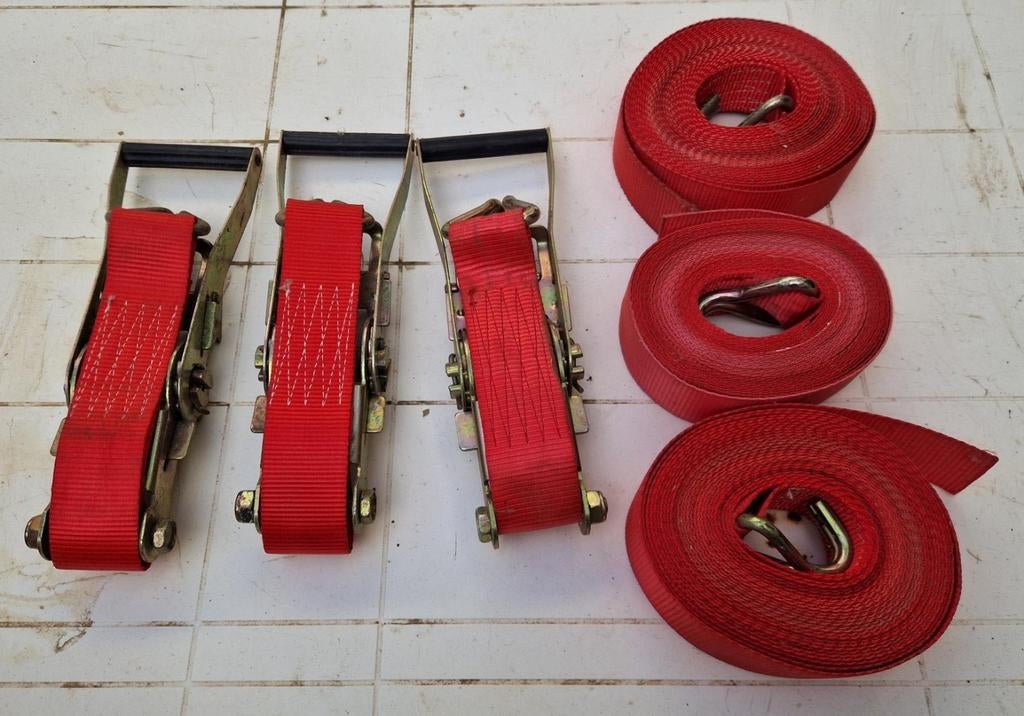 3 stuks spanbanden 5 cm breed lengte 10 meter, Ophalen