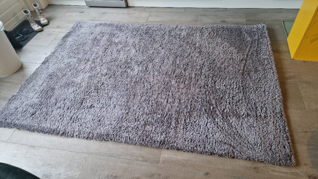 HOOGPOLIG VLOERKLEED GRIJS 160 x 230, Ophalen, 150 tot 200 cm, 200 cm of meer, Grijs