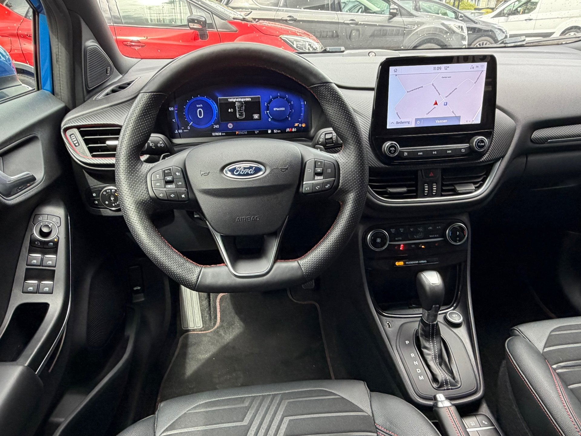 Ford Puma 1.0 155PK Hybrid ST-Line Automaat,Navi,Clima,ACC,S, 1334 kg, Zwart, Blauw, Leder en Stof