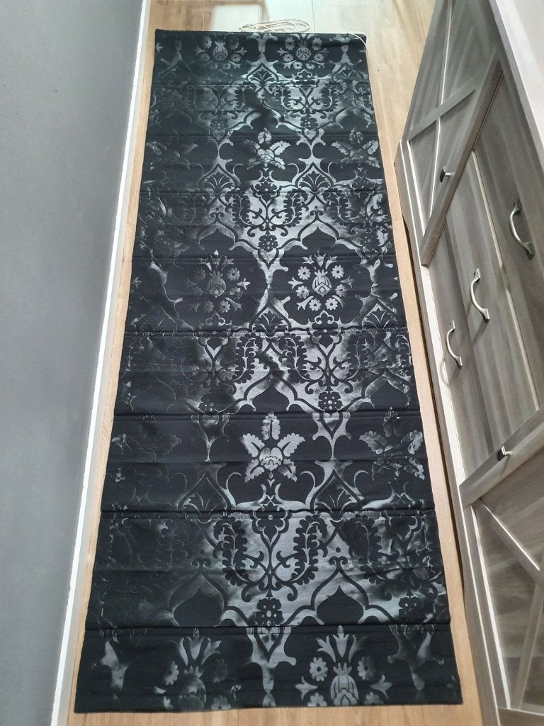 Nieuwe donkergrijze en glimmende vouwgordijn 90 x 260, Ophalen of Verzenden, Nieuw, Grijs