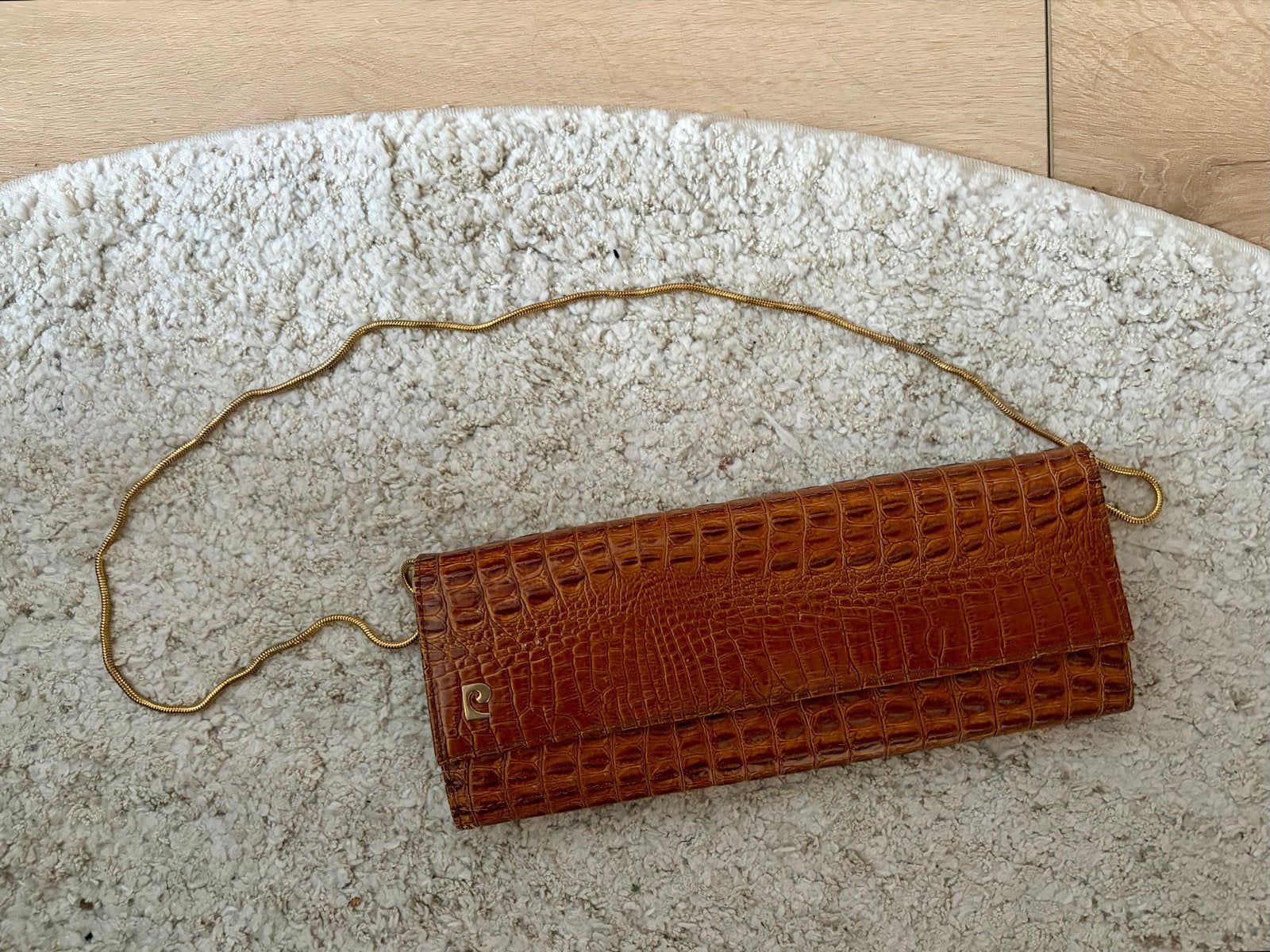 Pierre Cardin Avondtasje/Clutch met krokodillenprint, Sieraden, Tassen en Uiterlijk, Ophalen of Verzenden, Gebruikt, Bruin, Avondtasje