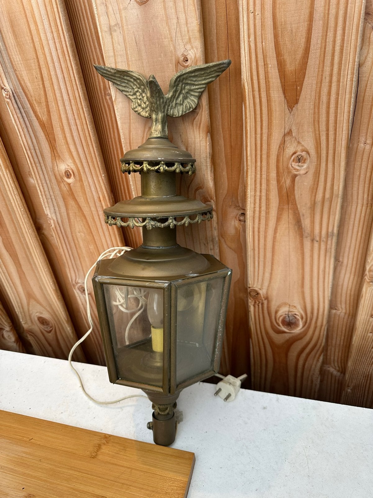 Antieke Koperen Koetslamp met Adelaar Decoratie, Antiek en Kunst, Antiek | Lampen, Ophalen