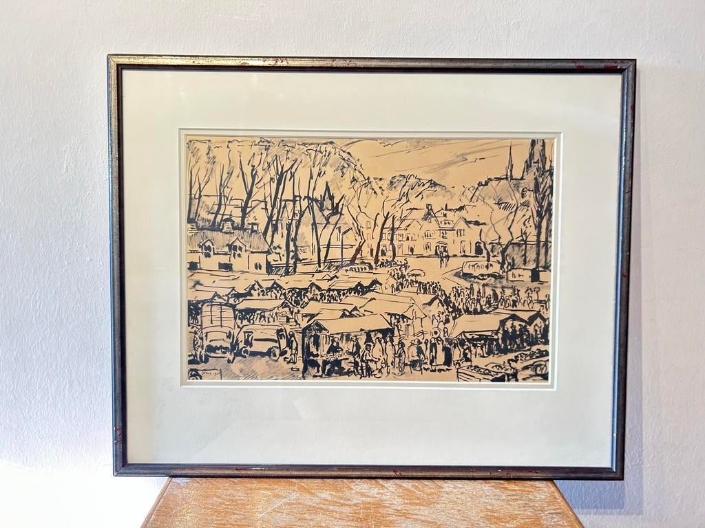 Jean Nies - Frederik van Eedenplein Eindhoven - Litho 1955, Ophalen of Verzenden