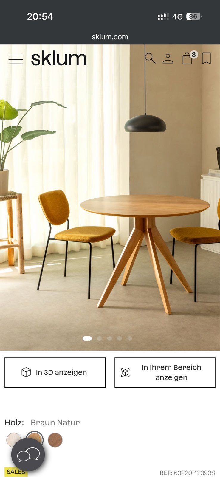 Sklum sekiz eettafel - 100cm - topstaat, Ophalen, Zo goed als nieuw