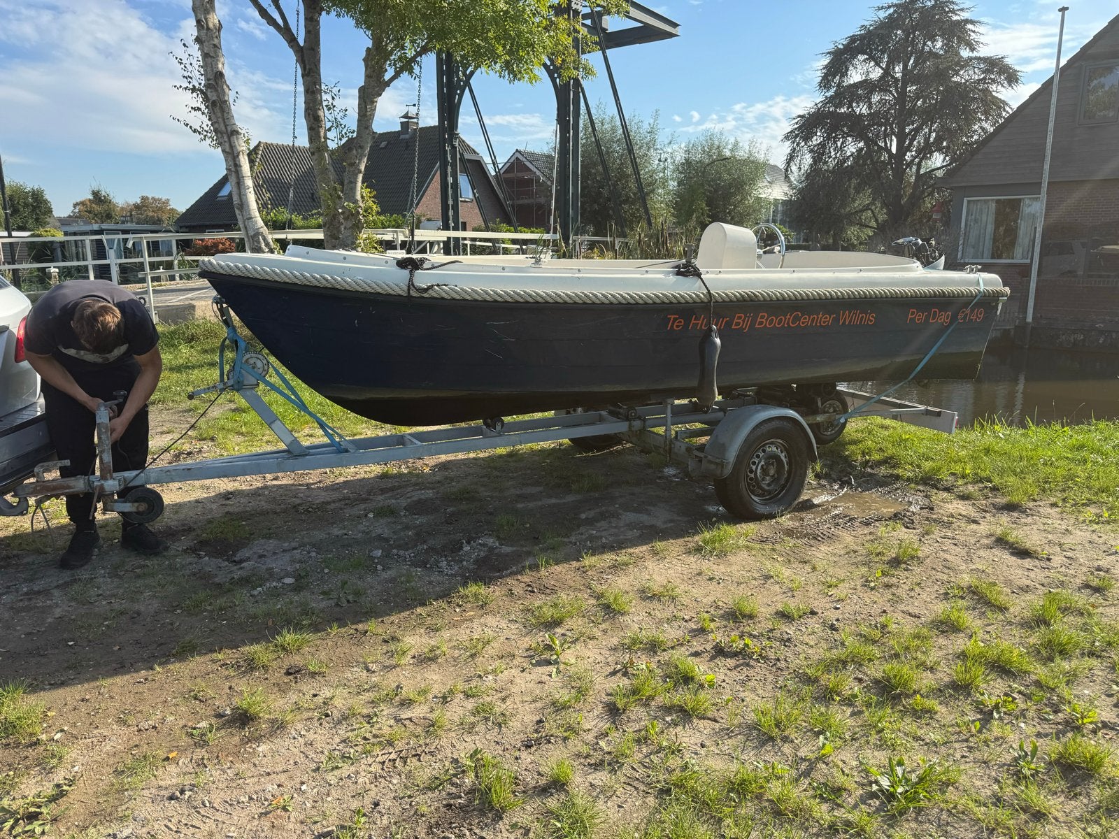 Goede boottrailer, centreerset. Tot max 4.70, Minder dan 1500 kg, Gebruikt, Sloepentrailer, Verstelbare verlichting