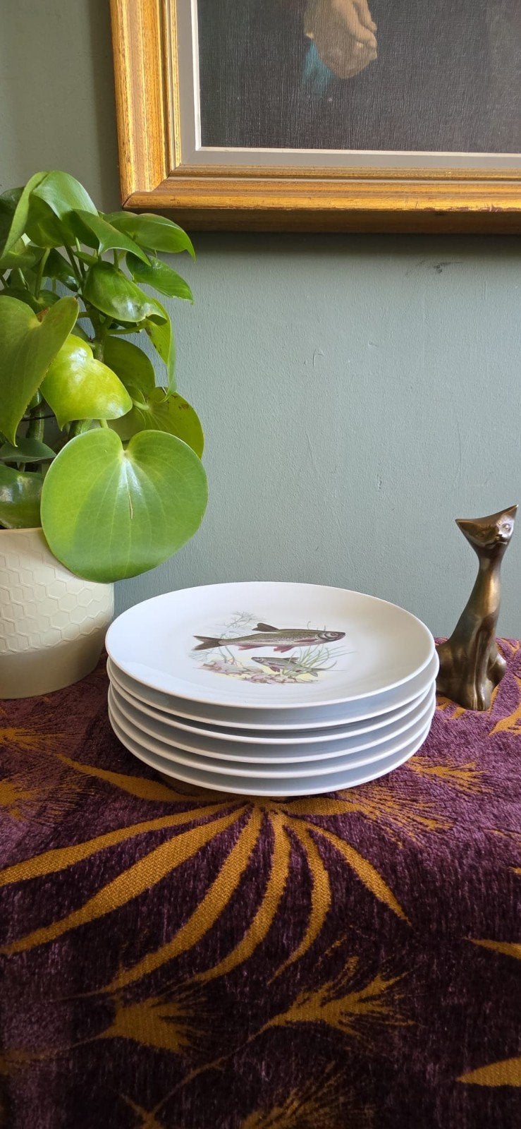 Lucky Vintage set van 6 Kahla DDR visborden 24,5 cm zgan!, Verzamelen, Ophalen, Huis en Inrichting