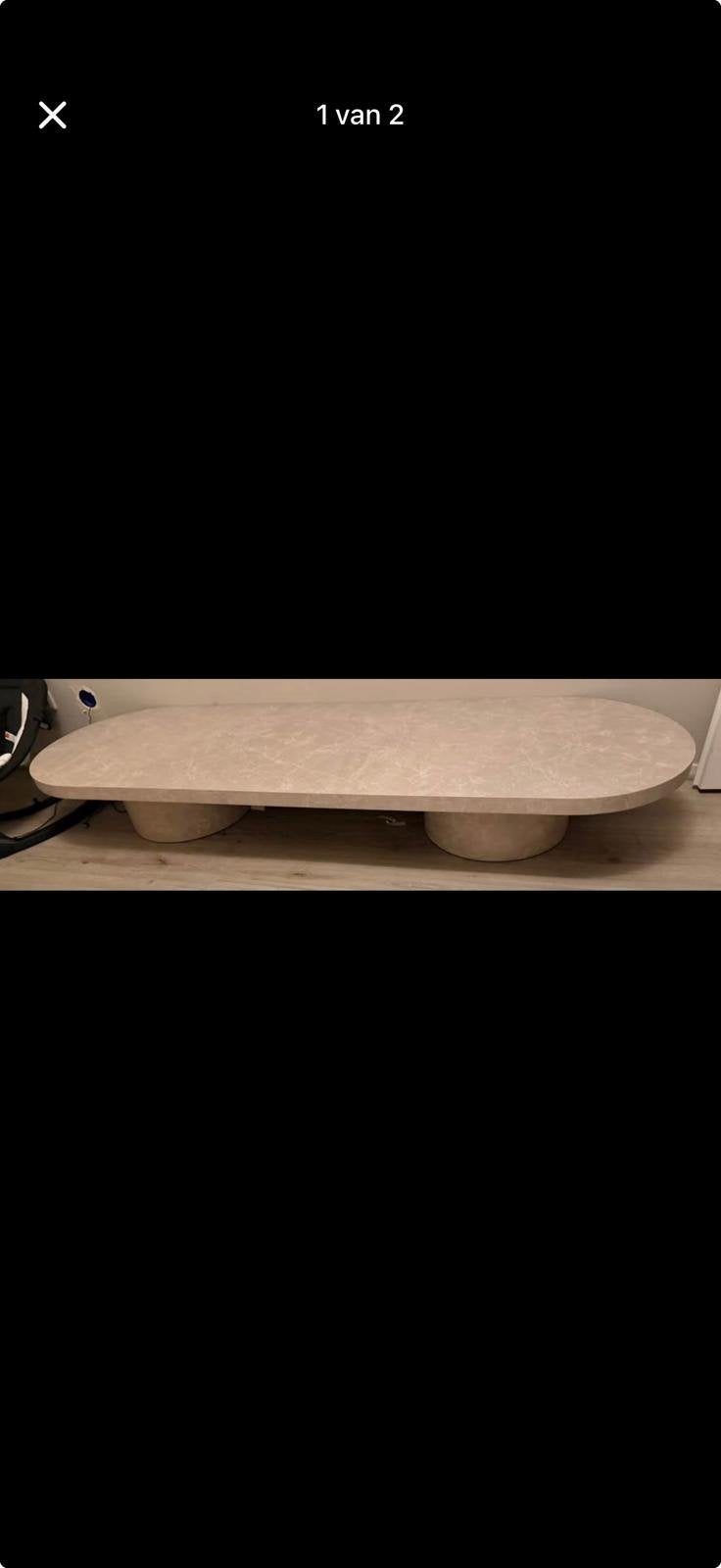 Shundrika Salontafel ovaal marmerlook 190x60x25cm, Ophalen, Overige materialen, 50 tot 100 cm, Zo goed als nieuw