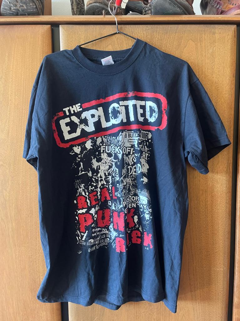 The Exploited T-shirt - Real Punk Rock - Maat L, Ophalen of Verzenden, Gedragen, Maat 52/54 (L), Zwart