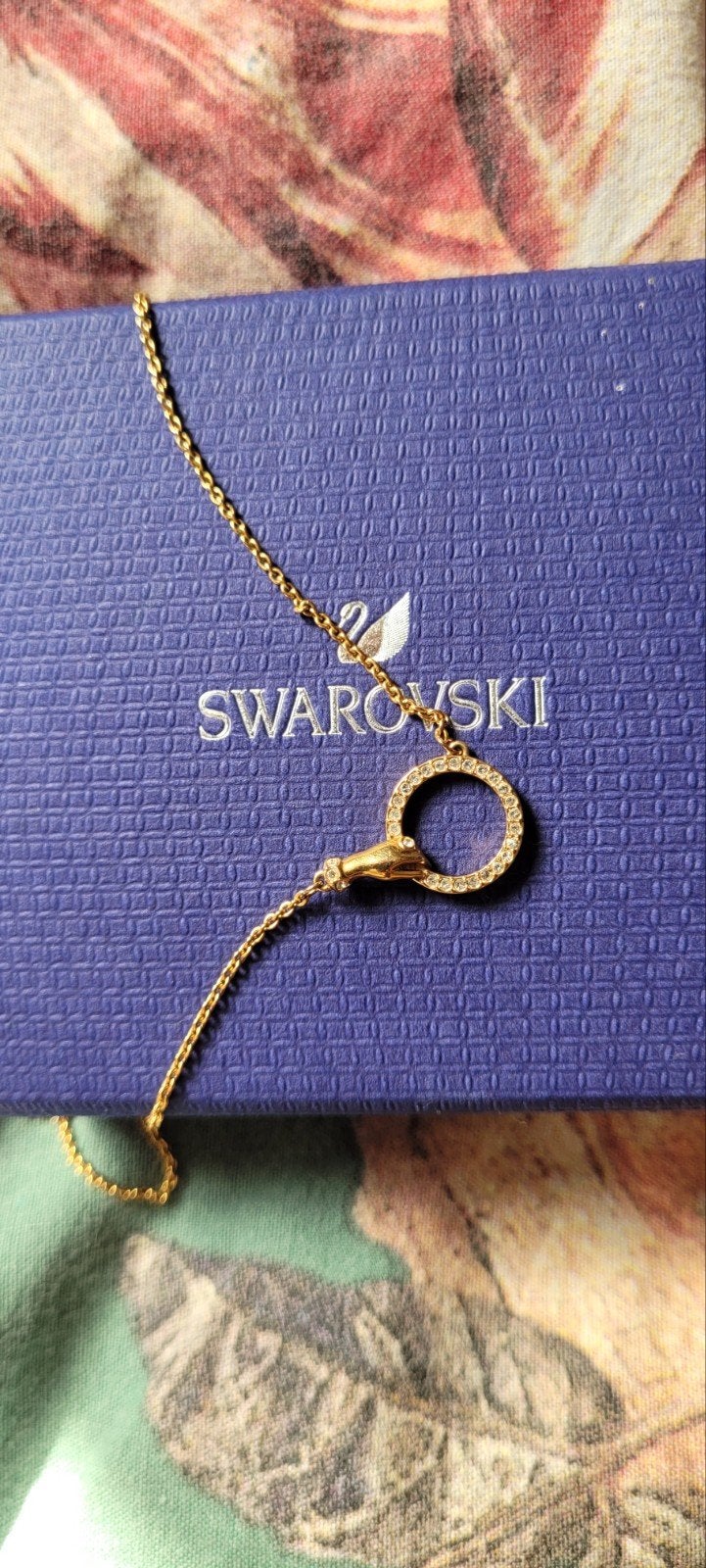 Swarovski ketting met hanger, goudkleurig, nieuw, Overige materialen, Nieuw, Ophalen of Verzenden, Met kristal