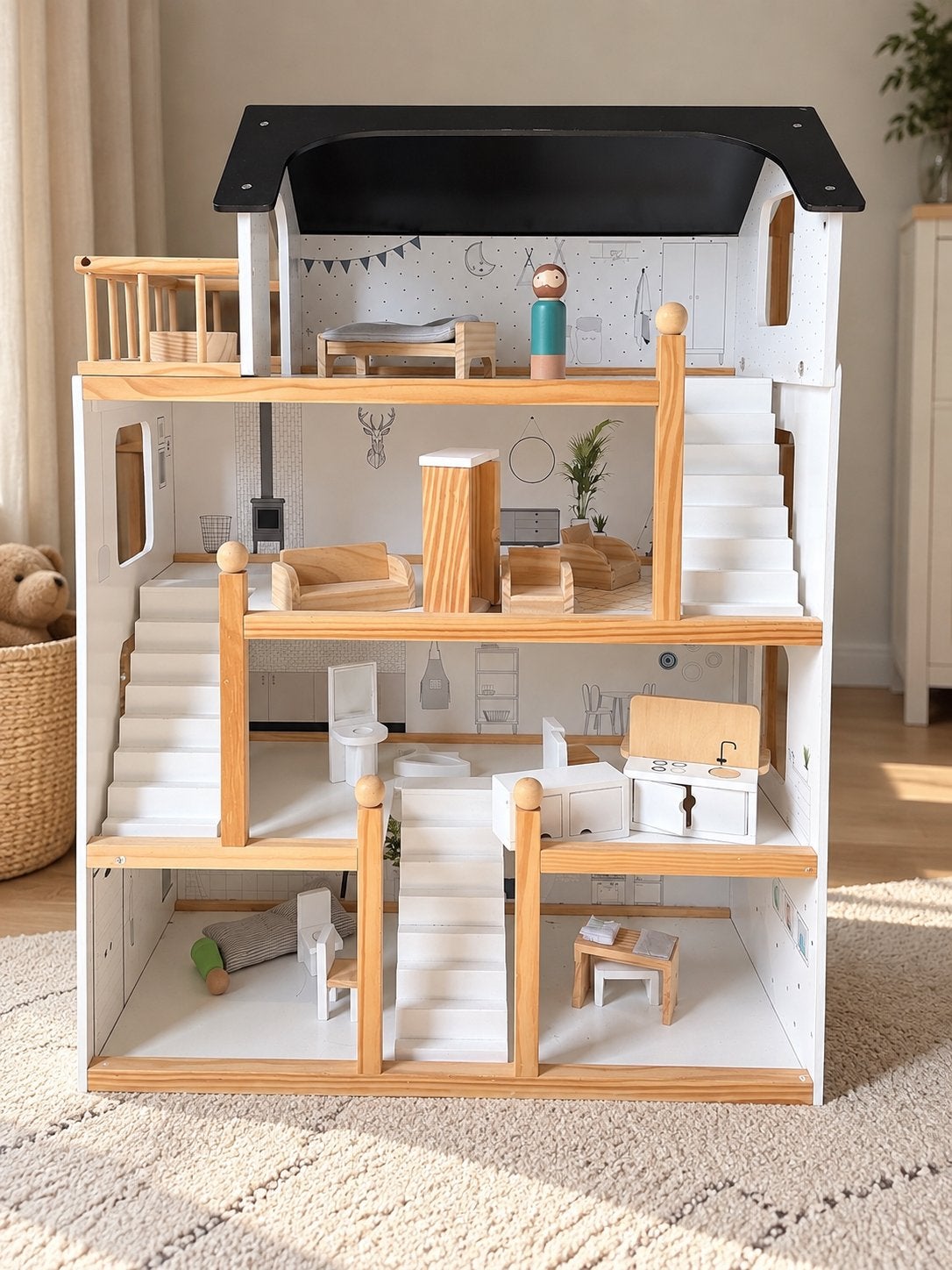 Petite Amélie Poppenhuis incl. 4 poppen, Kinderen en Baby's, Ophalen of Verzenden, Zo goed als nieuw