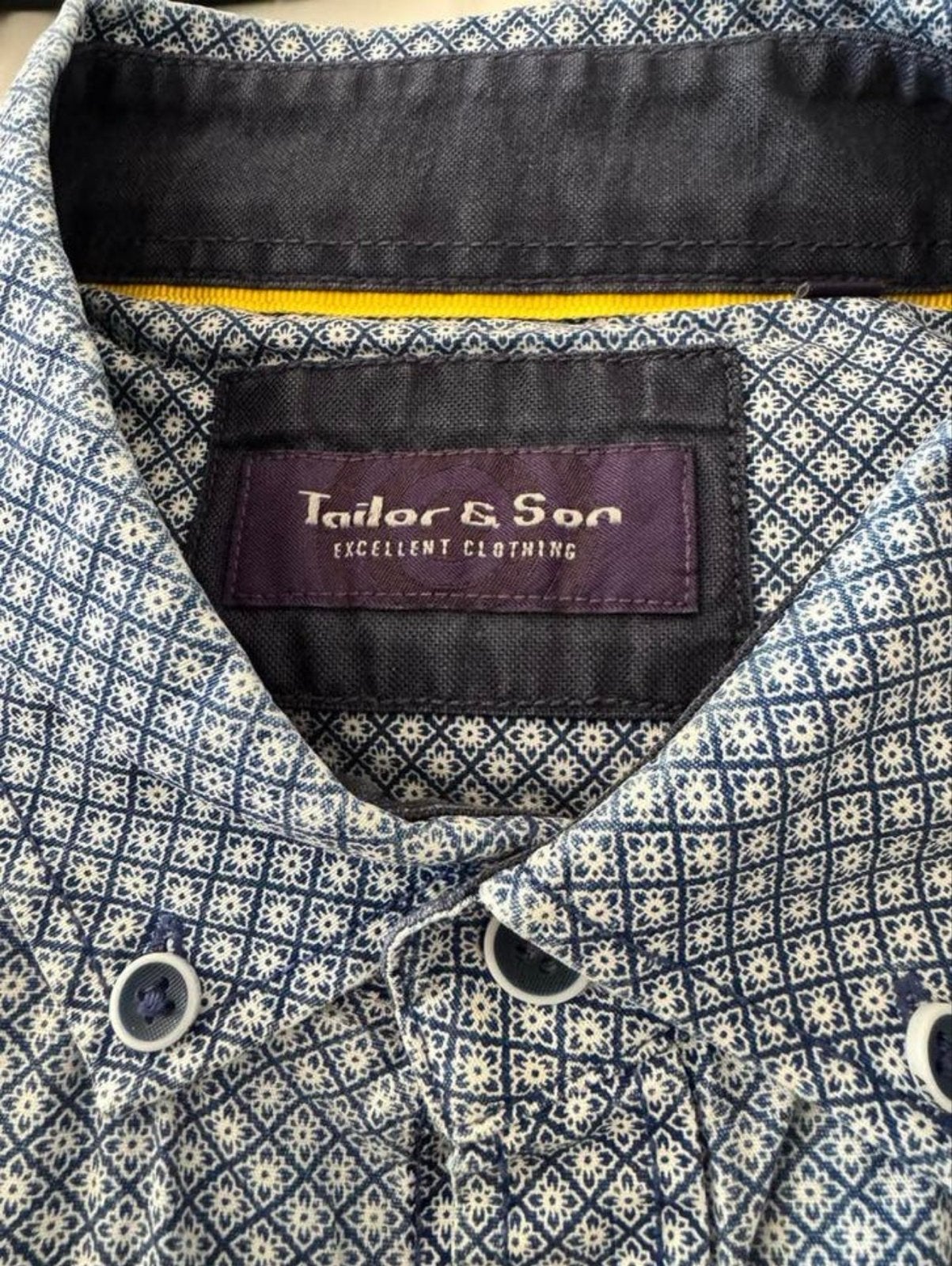 Tailor & Son overhemd met patroon, maat L, Kleding | Heren, Overhemden, Ophalen of Verzenden, Zo goed als nieuw, Blauw