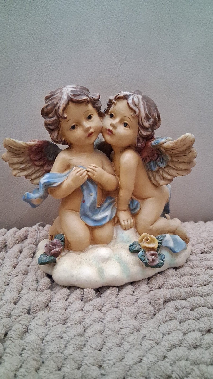 Vintage Engel Beeldje - Twee Engeltjes op Wolk, Verzamelen, Ophalen of Verzenden, Gebruikt, Religie