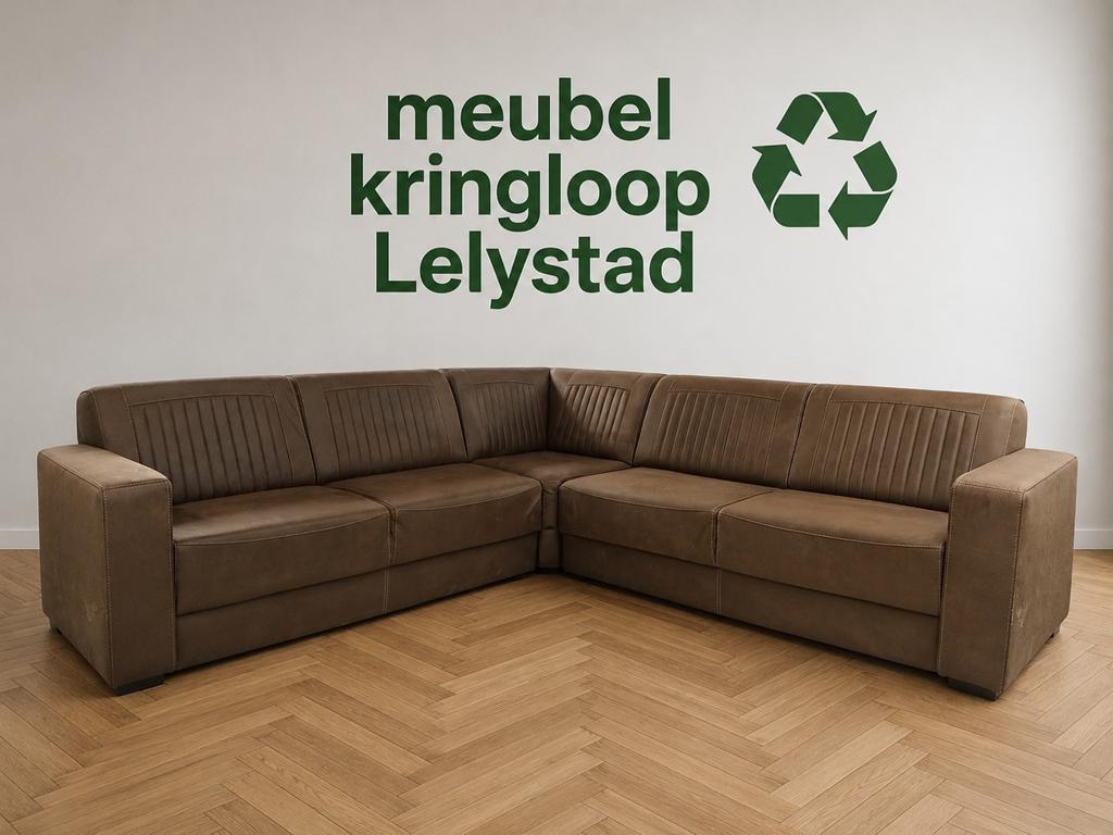 Hoekbank industrieel 260x260cm nu €250,-, Huis en Inrichting, Fauteuils, Gebruikt, ., 125 cm of meer, Ophalen of Verzenden