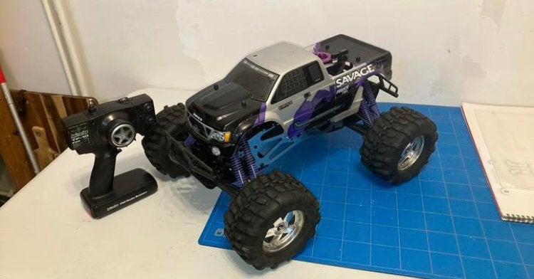 hpi savage 25 4,1cc met alu parts, Ophalen of Verzenden, Gebruikt, 1:5 t/m 1:8