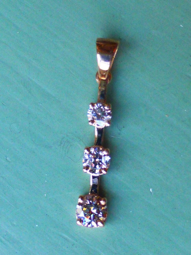 NIEUW 14 kt Gouden Hanger 3 Diamanten 0,35 crt CERTIFICAAT, Verzenden, Nieuw, Met edelsteen, Goud