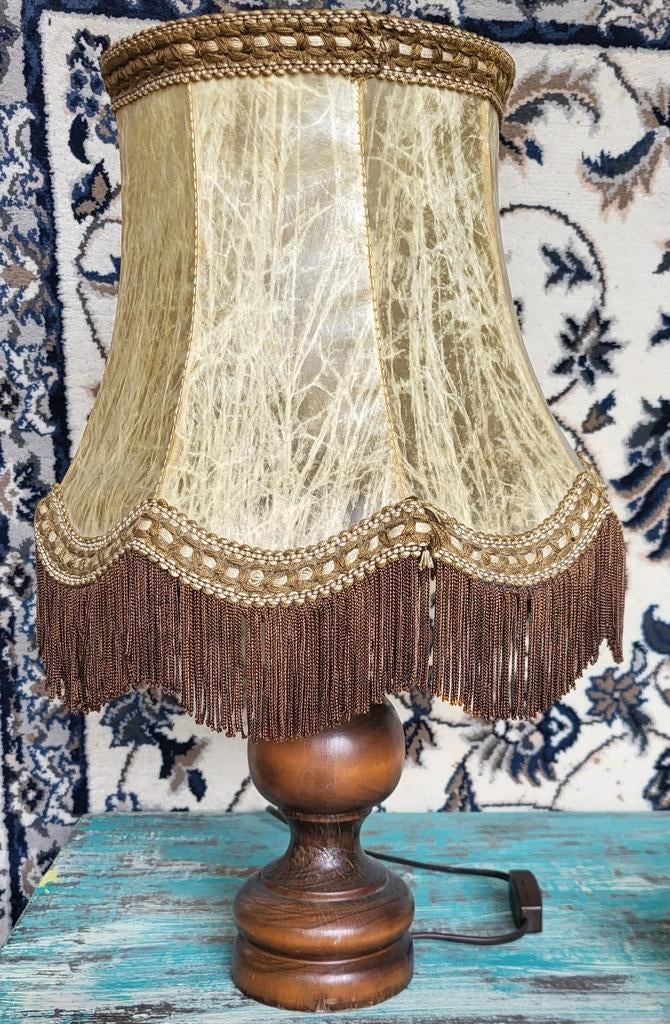 Vintage/Schemerlamp /Tassels/Bruin/Franje/Lamp, Ophalen of Verzenden