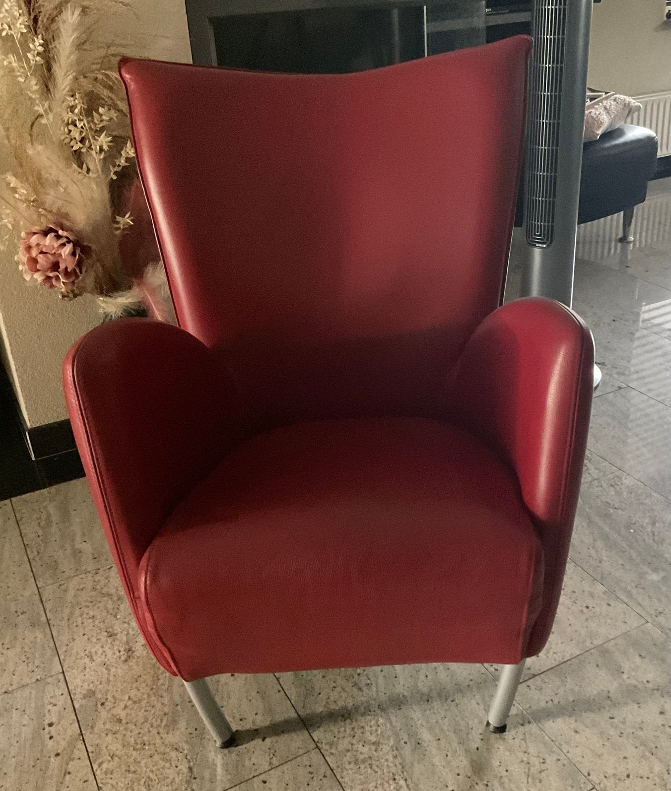 Mooie lederen feuteuil, Ophalen, Zo goed als nieuw, 75 tot 100 cm, 50 tot 75 cm