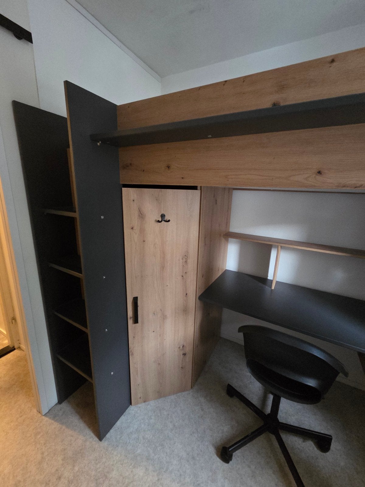 Hoogslaper met kledingkast, bureau en stoel, Huis en Inrichting, Ophalen, Hoogslaper, Eenpersoons, 160 tot 180 cm