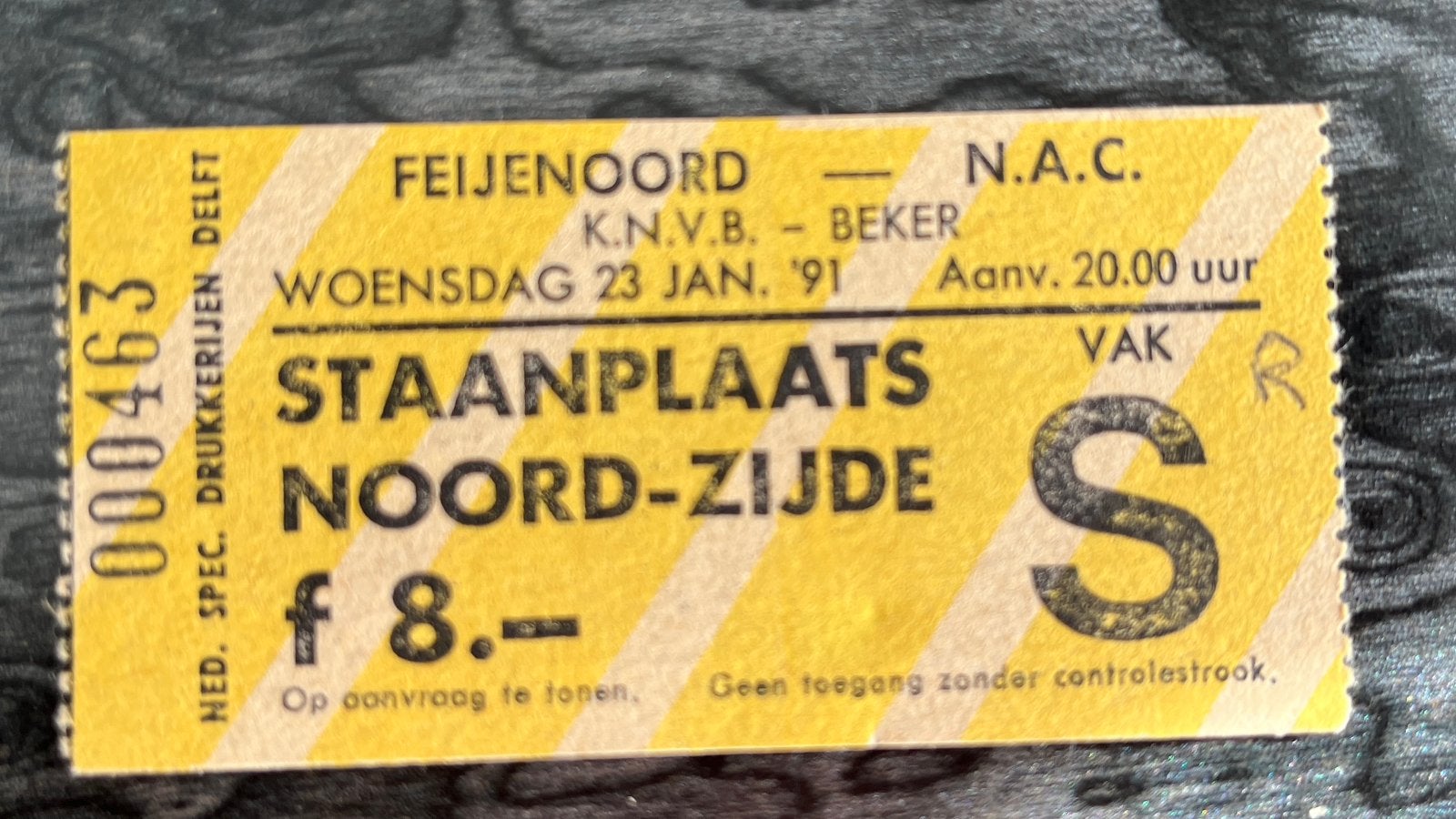 Ticket Feyenoord - NAC 24-01-1991 Vak S beker Noordzijde, Verzenden, Gebruikt, Feyenoord, Overige typen