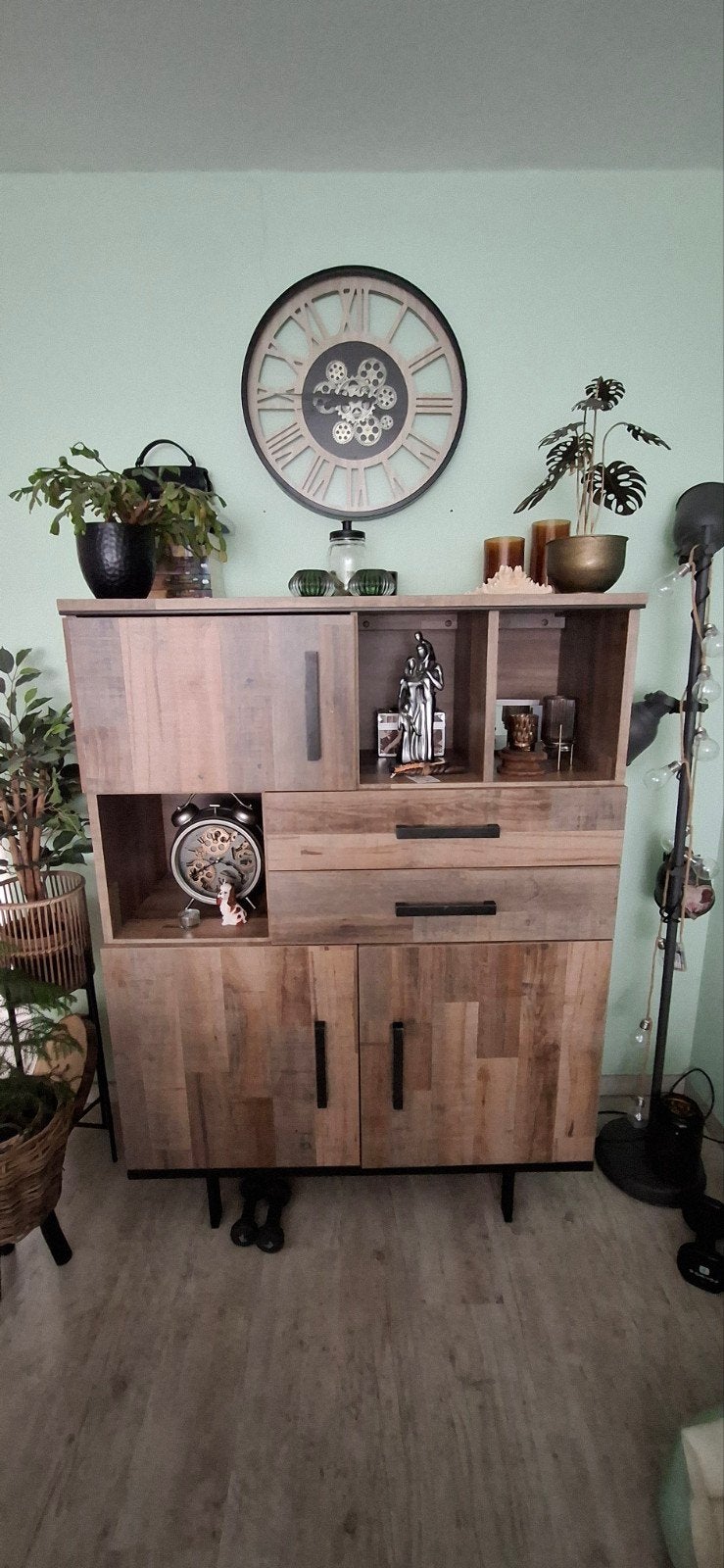 Industriële houten kast met bijpassende tv kast., Gebruikt, 100 tot 150 cm, 25 tot 50 cm, Ophalen