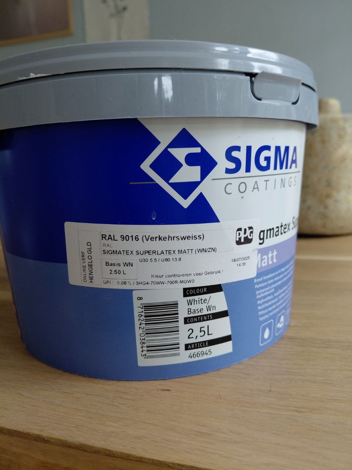 Sigma superlatex mat RAL 9016, Ophalen, Wit, Nieuw, Verf