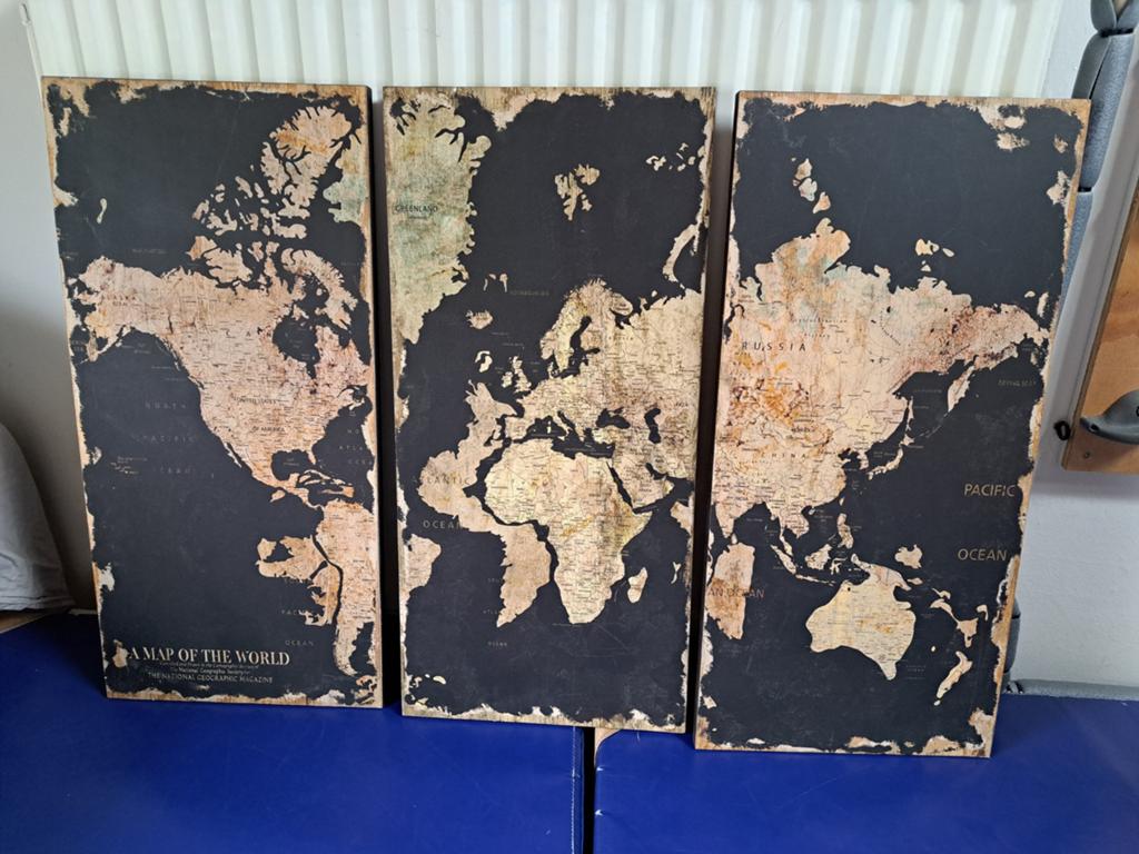 Drieluik wereldkaart, Ophalen, Gebruikt