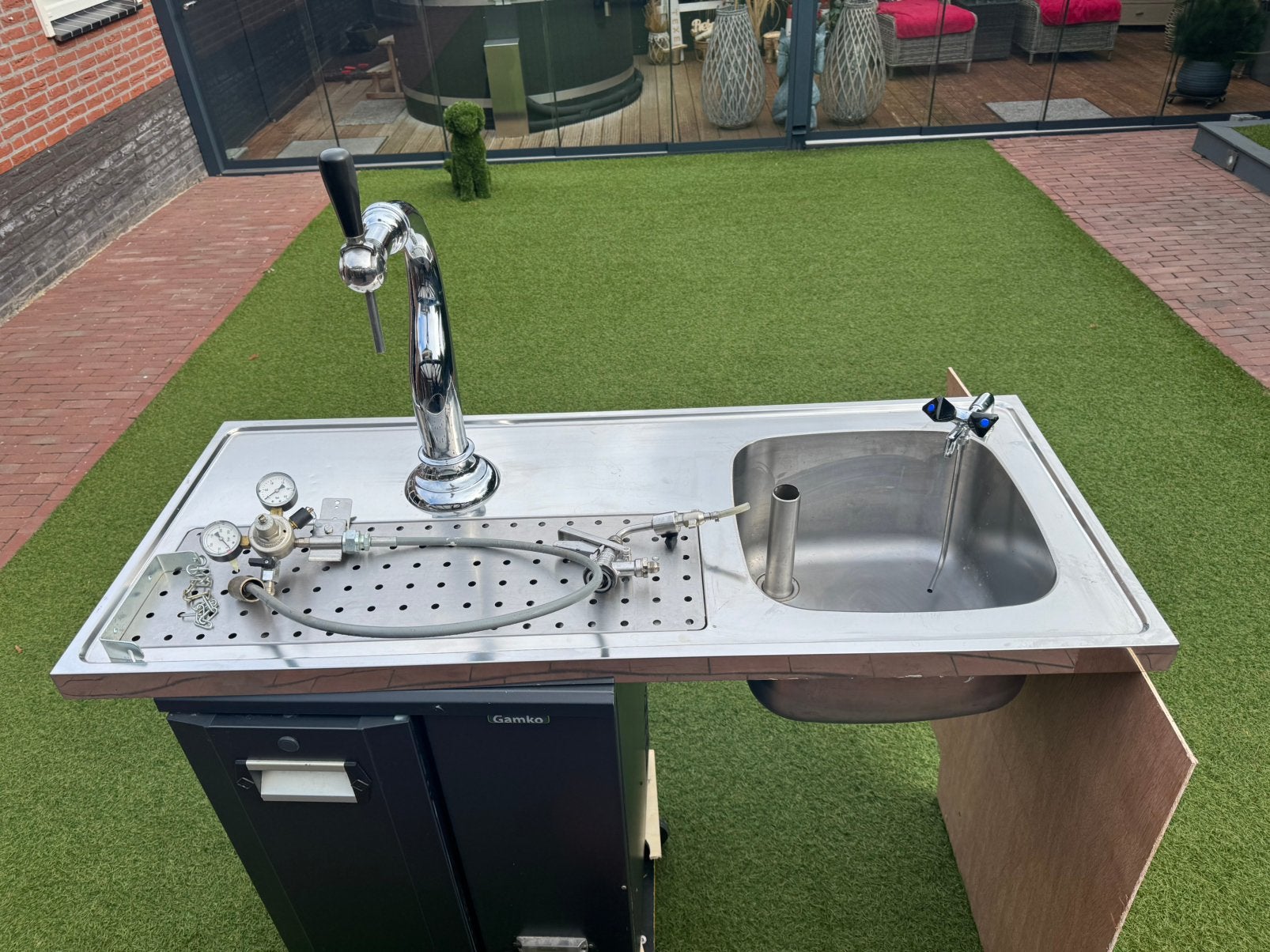 Biertap, thuistap, manceve, bar, lekblad, tapkraan spoelbak, Ophalen, Zo goed als nieuw