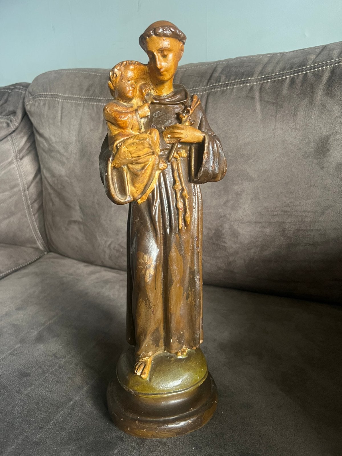 Antiek Gipsen Beeld Antonius met Kind., Ophalen of Verzenden