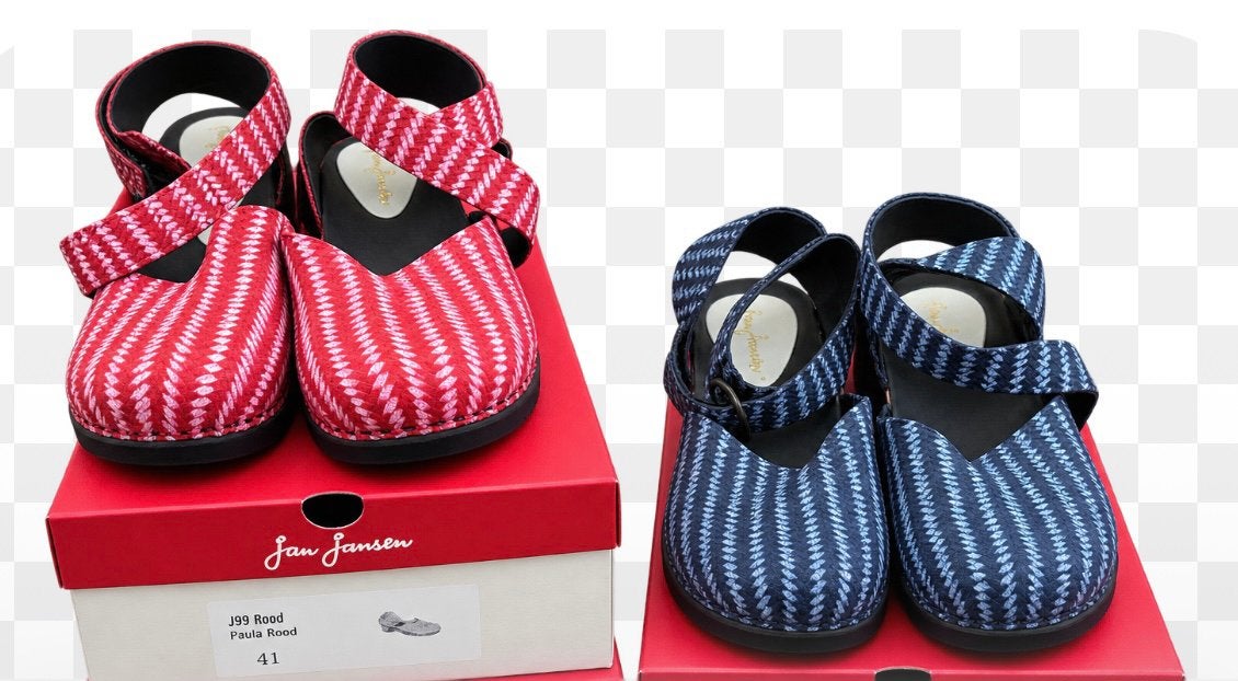 Jan Jansen klompen - Rood en Blauw, Kleding | Dames, Schoenen, Ophalen of Verzenden, Nieuw, Overige kleuren, Overige typen
