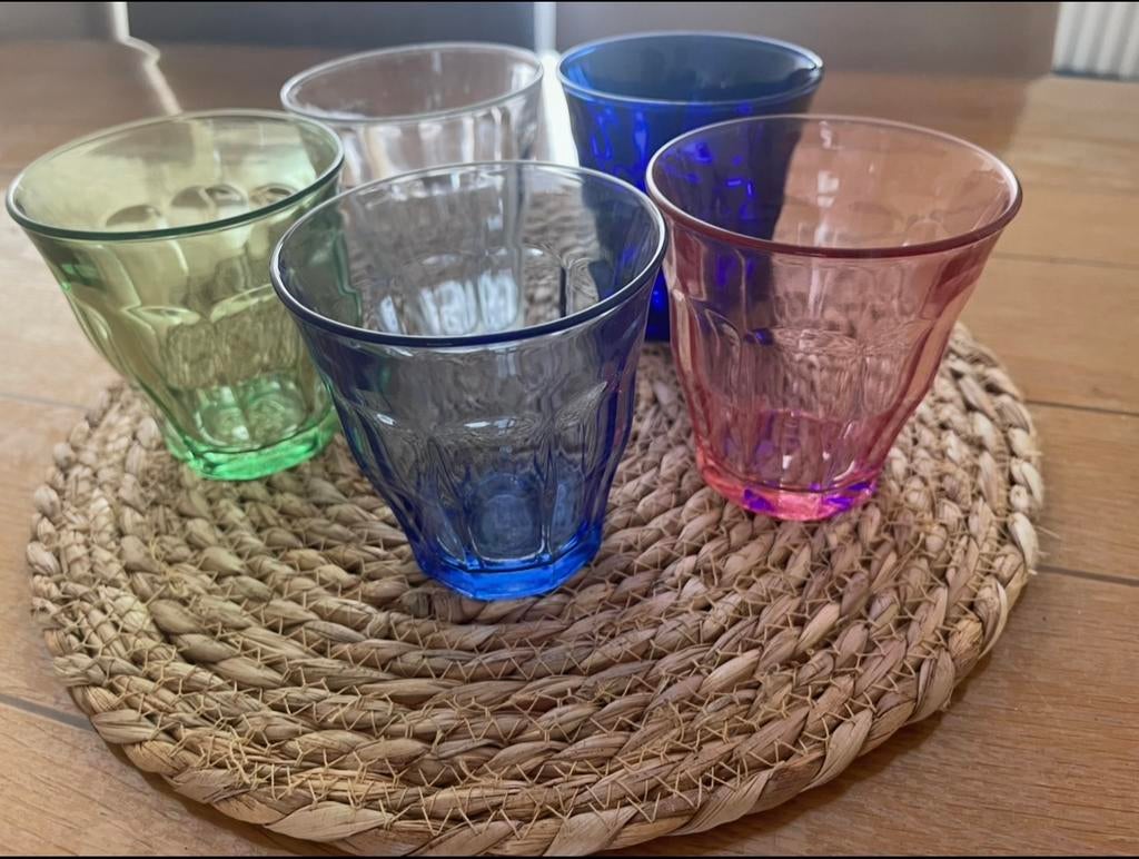 Multicolor glazen 5 stuks, Ophalen, Zo goed als nieuw